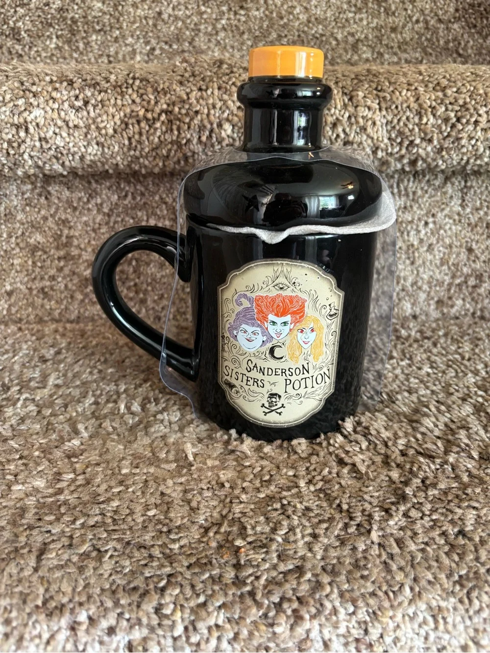 Sanderson Sisters Potion Black Ceramic Mug with Orange Lid